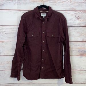 NWT Goodfellow Men's Long Sleeve Thick Button Down Collared Shirt Maroon